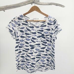 Anthropologie Postmark Whale Print Top
